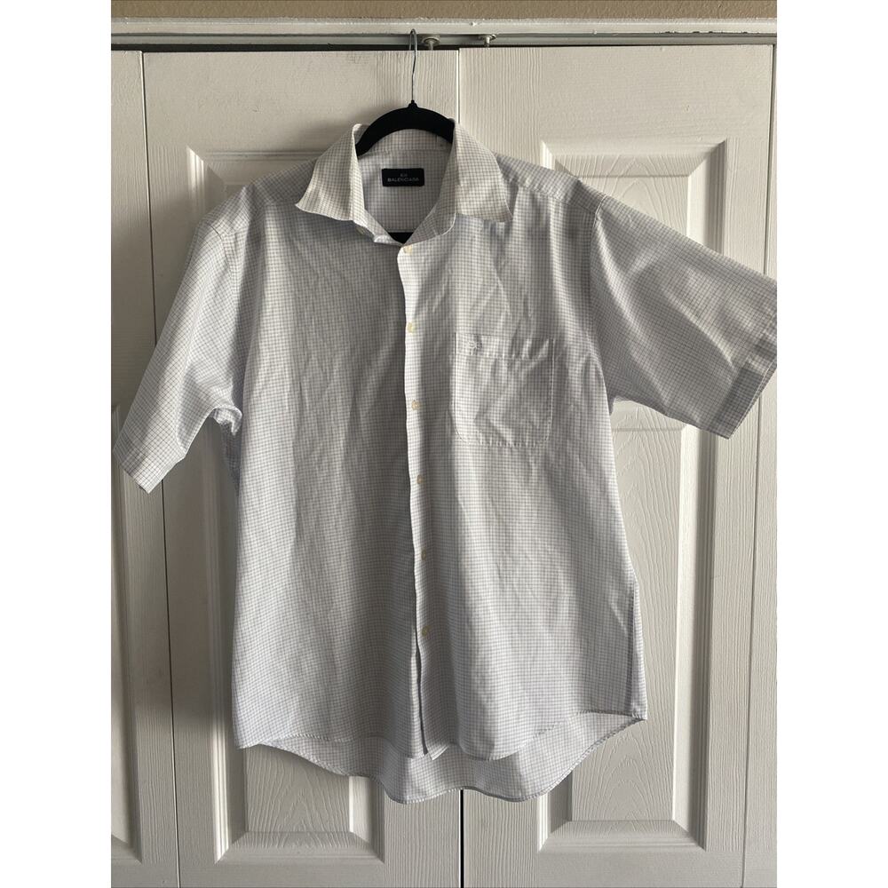 Men's Short-Sleeve Button-Up Shirt - White Micro-Check